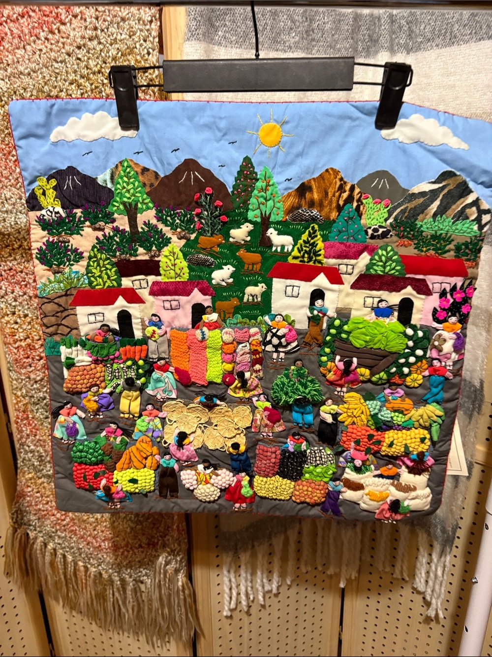 Arpillera from Peru! Wallhanging or pillow case!